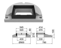 Aco Strassenaufsatz Nivoplan 6D52.ZH.36 52/37 cm Typ ZH D400 Federklemmrost 20mm